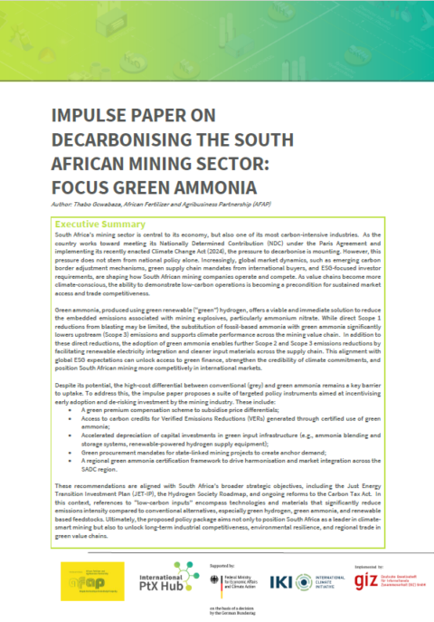 Impulse Paper: Decarbonising the South African Mining Sector – Focus ...